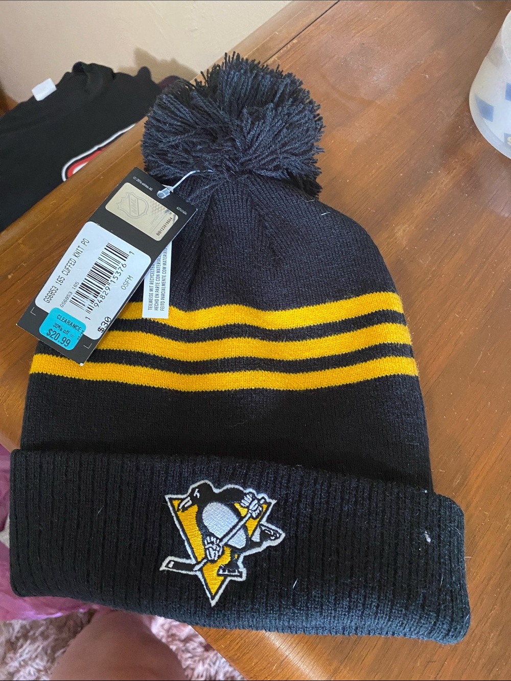 Unisex Pom Beanie - Black & Yellow